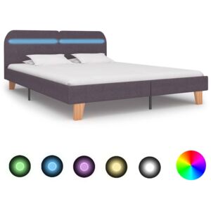 Cadru de pat cu LED-uri, gri taupe, 180x200cm, material textil