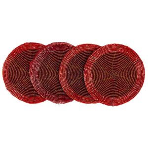 Sport farfurii din mărgele, roșu, 10,5 cm, set 4 buc