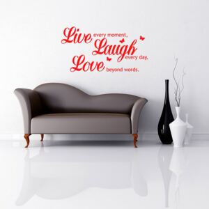 Live laugh love - autocolant de perete Rosu deschis 50 x 25 cm