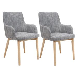 Set 2 scaune tapițate de sufragerie, gri, 84cm H x 51cm W x 64cm D