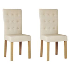 Set 2 scaune de masă tapițate Farren, bej, 99,5cm H x 49cm W x 43cm D