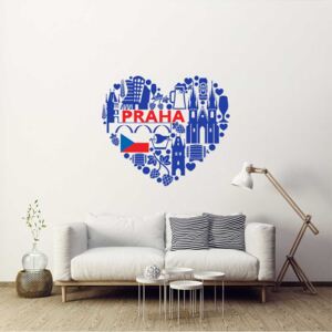 Heart of Prague - autocolant de perete Albastru 75 x 65 cm