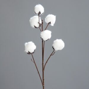 Flori de bumbac artificiale alb - 85 cm
