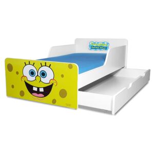 Pat copii SpongeBob 2-12 ani cu sertar si saltea cadou