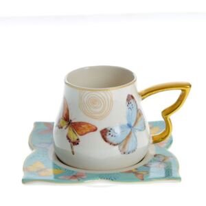 Cana cu farfurie design fluturi