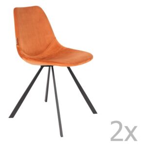 Set 2 scaune cu tapițerie catifelată Dutchbone Franky, portocaliu
