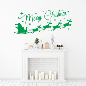 Merry Christmas Santa II. - autocolant de perete Verde 100 x 40 cm