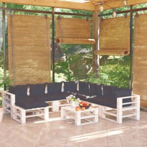 Set mobilier grădină din paleți, 9 piese, cu perne, lemn de pin