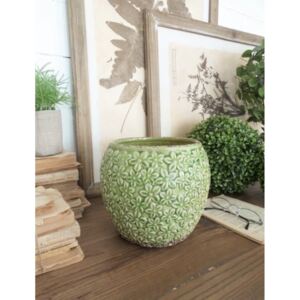 Set 2 ghivece din ceramică Orchidea Milano, înălțime 18 cm, verde