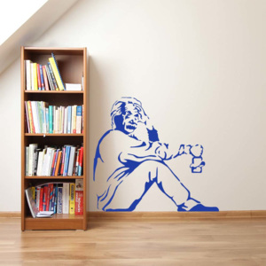 GLIX Banksy "Einstein" - autocolant de perete Albastru 75 x 70 cm