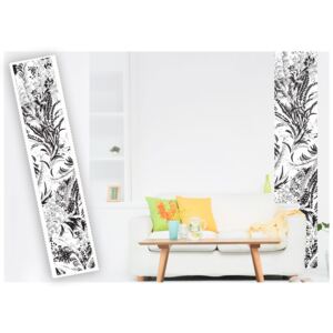 Bandă decorativă autoadezivă plante alb-negru