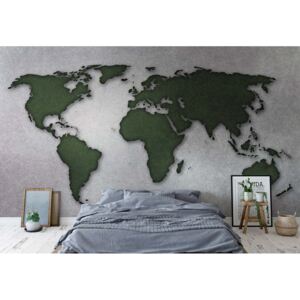 GLIX Fototapet - Modern World Map Silver Papírová tapeta - 368x280 cm