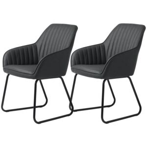 Set de 2 scaune tapitate Lisa, gri inchis/negru, 84 x 57,5 x 59 cm