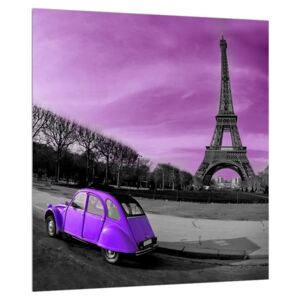 Tablou cu turnul Eiffel și mașină violet (Modern tablou, K011375K3030)