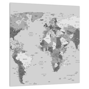 Tablou albnegru cu harta lumii (Modern tablou, K012202K3030)