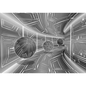 Buvu Fototapet: 3D tunel Scifi (gri) - 184x254 cm