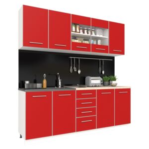 Bucatarie Riga, Rosu/Alb, L 200 cm