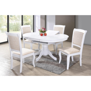 Set masa extensibila din lemn Galla White + 4 scaune Galla White, L107-152xl107xH76 cm