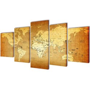 Set tablouri din pânză cu imprimeu harta lumii, 100 x 50 cm