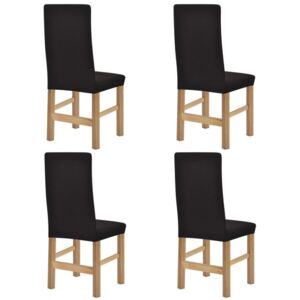 Husă elastică scaune din poliester cu striații, maro, 4 buc