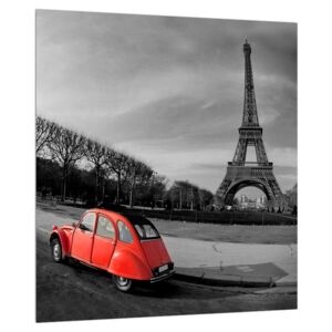 Tablou cu turnul Eiffel și mașină roșie (Modern tablou, K011117K3030)