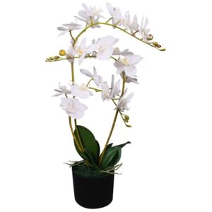 Plantă artificială orhidee cu ghiveci, 65 cm, alb