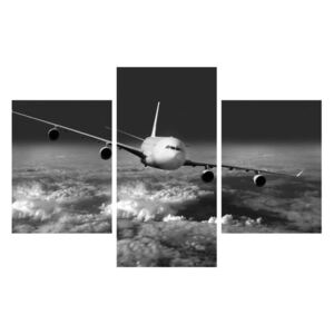 Tablou alb negru cu avion în nori (K012205K90603PCS)