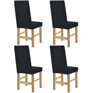 Husă elastică pentru scaun, 4 buc, negru texturat