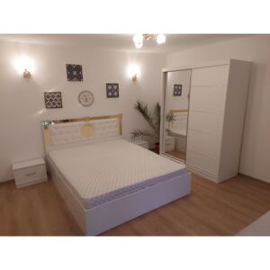 Set Dormitor Victoria Alb cu pat de 160 cm x 200 cm