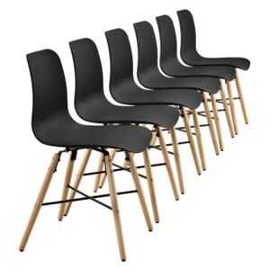 [en.casa]® Set 6 scaune design - 80 x 44,5cm - negru