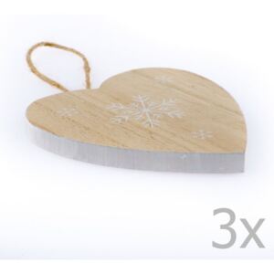 Set 3 decorațiuni în formă de inimă Dakls Snowflake, înălțime 11 cm
