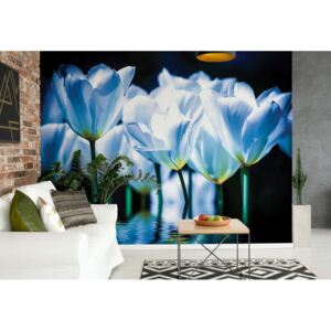 GLIX Fototapet - Blue Flowers Papírová tapeta - 254x184 cm