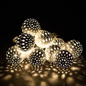 Lanț luminițe cu LED-uri 10 bile de metal, alb