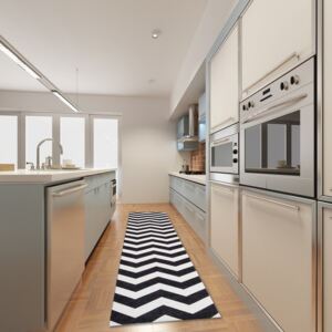 Covor de bucătărie rezistent Floorita Optical Black White, 60 x 140 cm