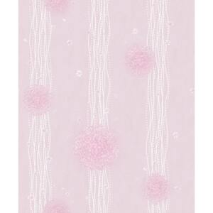 Buvu Tapet vinilic lavabil, model flori minuscule roz pe fond roz 53x1000 cm