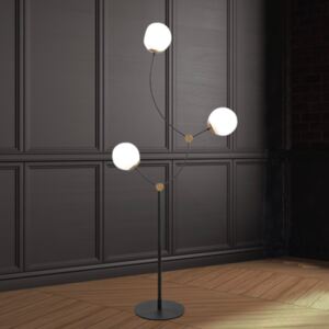 Lampadar elegant NYVELLE, 65x30x150 cm, E27, 60 W, Metal/Sticla, Auriu/Alb, Dormitor/Living/Birou