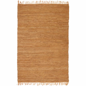 Covor țesut manual Chindi din piele 160x230 cm, Cafeniu