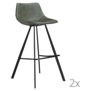 Set 2 scaune bar cu structură metalică neagră DAN-FORM Pitch, verde