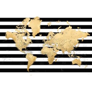 Ilustrare Detailed gold world map with stripes, Harper, Blursbyai
