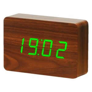 Ceas deșteptător cu LED Gingko Brick Click Clock, maro-verde