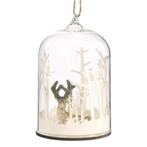 Decoratiune de sticla Deer Dome 10 cm - Alb