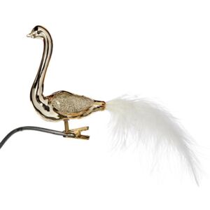 Decoratiune de sticla Bird Swan 10 cm - Auriu