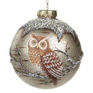 Glob de sticla Owl 10 cm - Crem