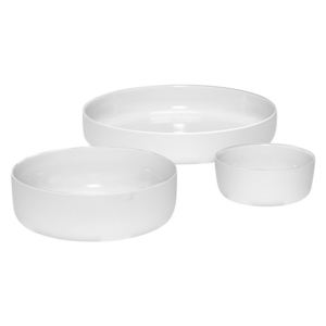 Set boluri albe din ceramica 14x6, 22x7 si 30x6 cm Hubsch
