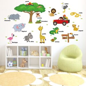Sticker perete camere copii - Animale in limba engleza