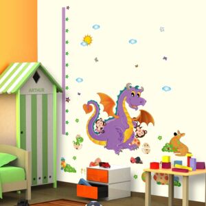 Sticker decorativ copii - Grafic de crestere dragonul prietenos - masurator inaltime