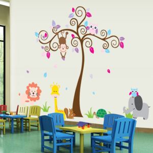 Sticker gigant pentru copii - Copacel si animale din jungla