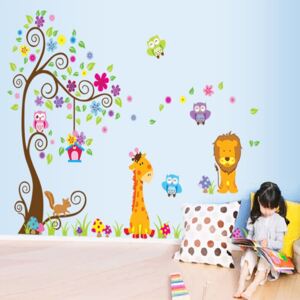 Sticker gigant de perete pentru copii - Copacel si animale diverse