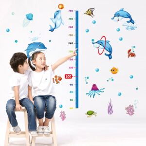 Sticker copii masurator inaltime - Joaca cu delfinii - Grafic de crestere