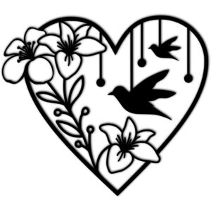 Decoratiune perete - heart flower and birds